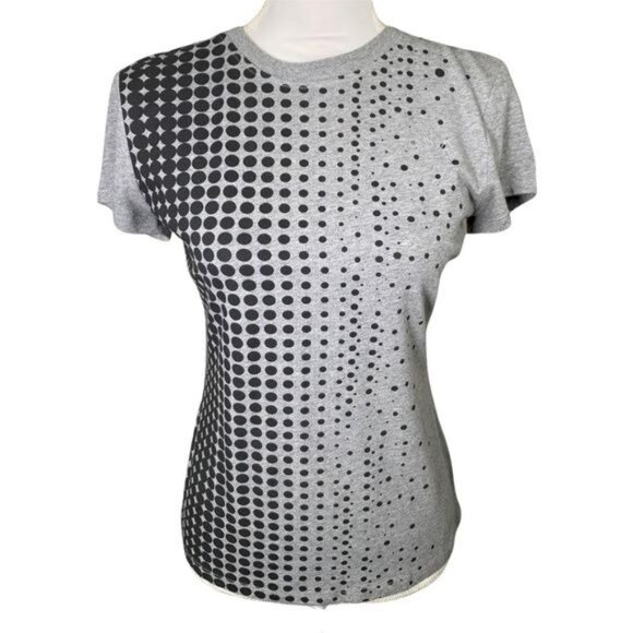Fila Sport Gray Polka Dot Graphic Tee Women’s M Cotton Stretch Activewear - Picture 1 of 10